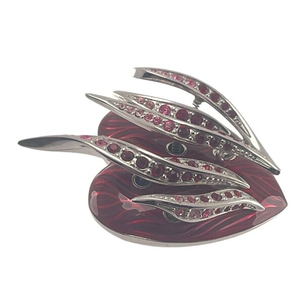 Simon Harrison Rare Trembler Fluttering Heart 1 1/4'' Brooch Designer Collectibl - Picture 3 of 10